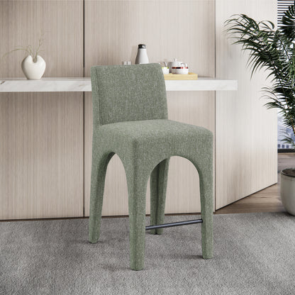 Galaxy Green Linen Textured Fabric Stool C