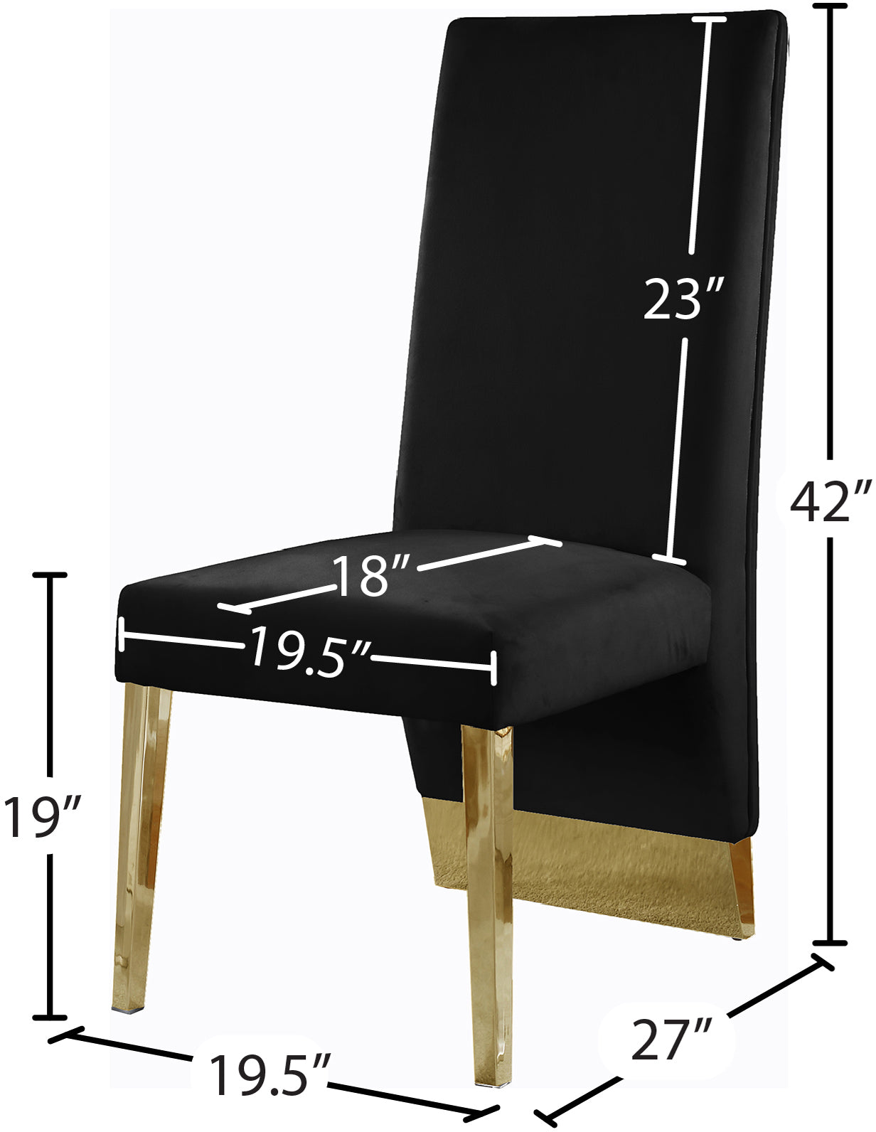 bloom black velvet dining chair