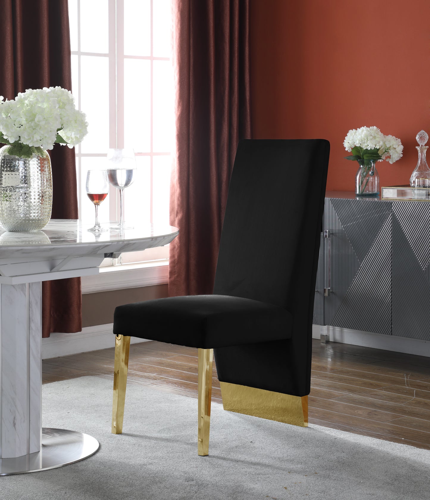 bloom black velvet dining chair