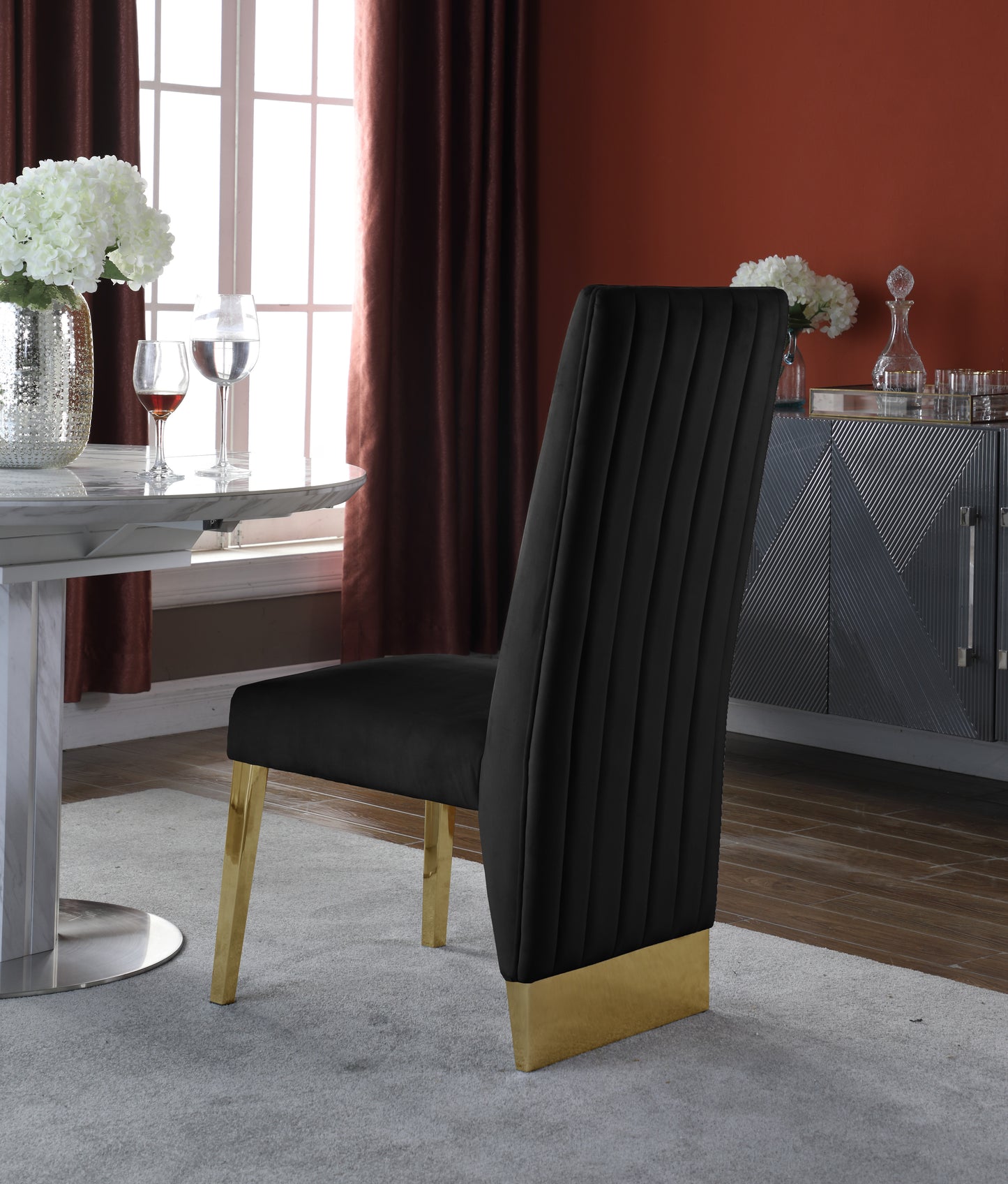 bloom black velvet dining chair