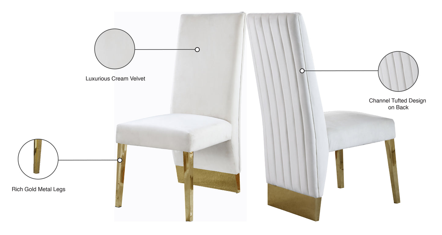 abigail cream velvet dining chair c