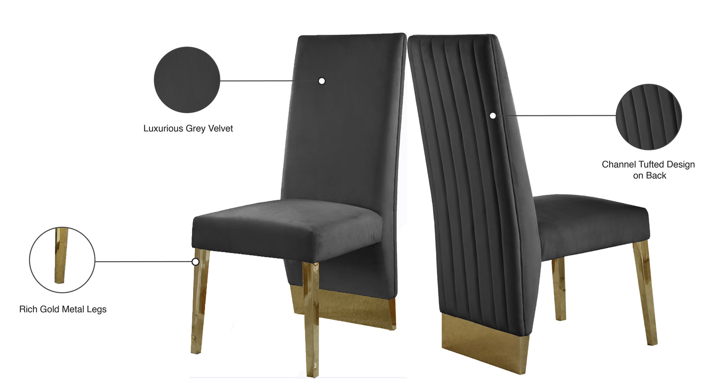 abigail grey velvet dining chair c