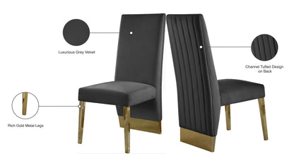 Abigail Grey Velvet Dining Chair C