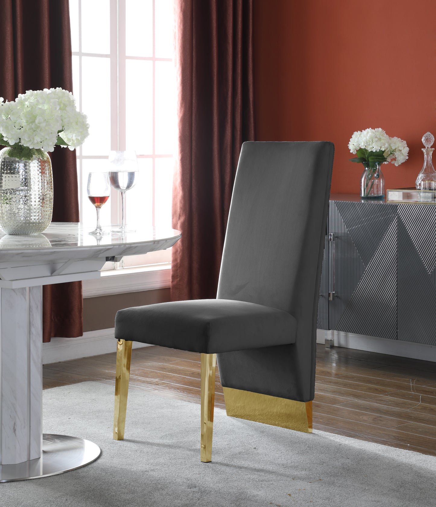 bloom grey velvet dining chair