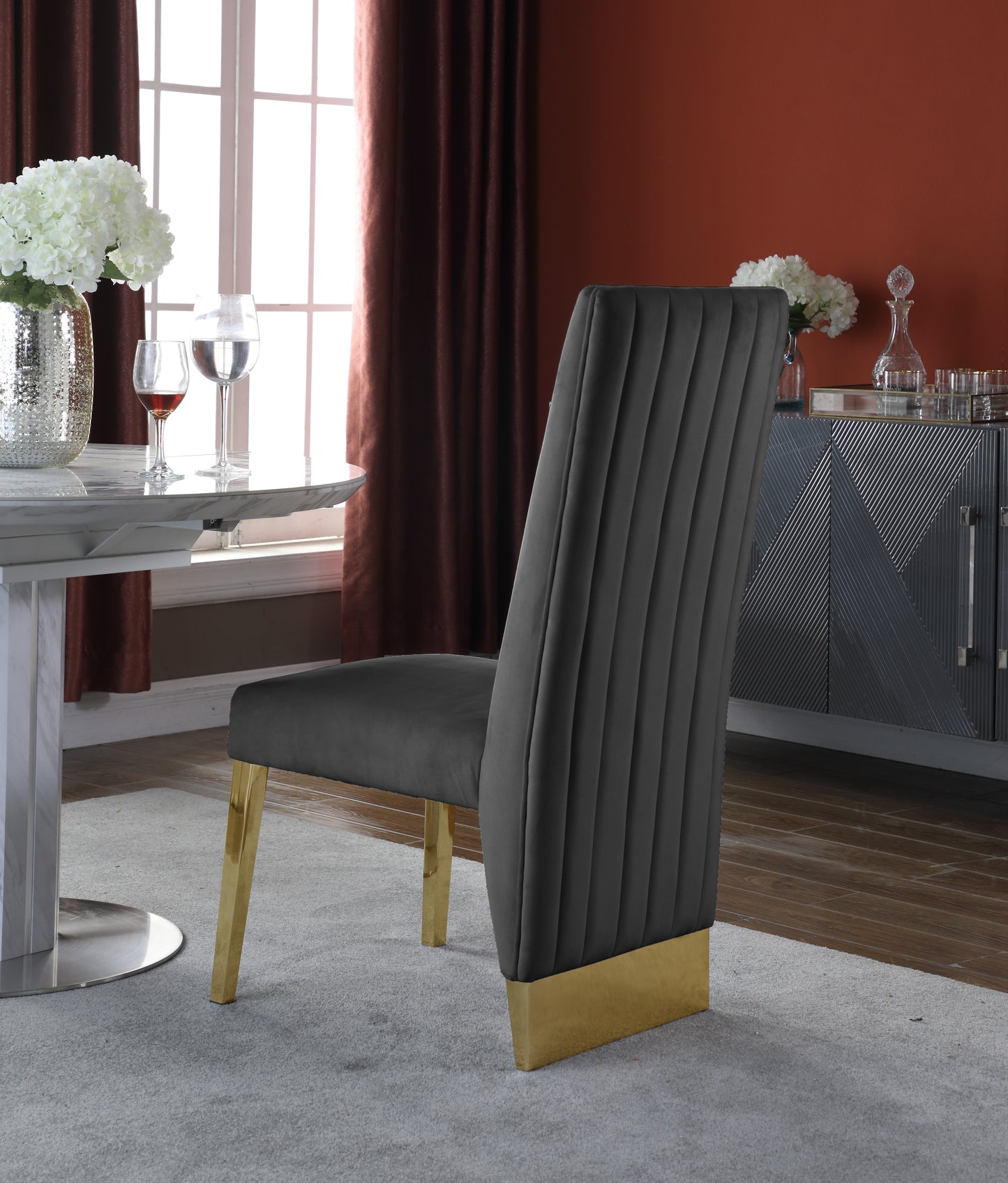 bloom grey velvet dining chair