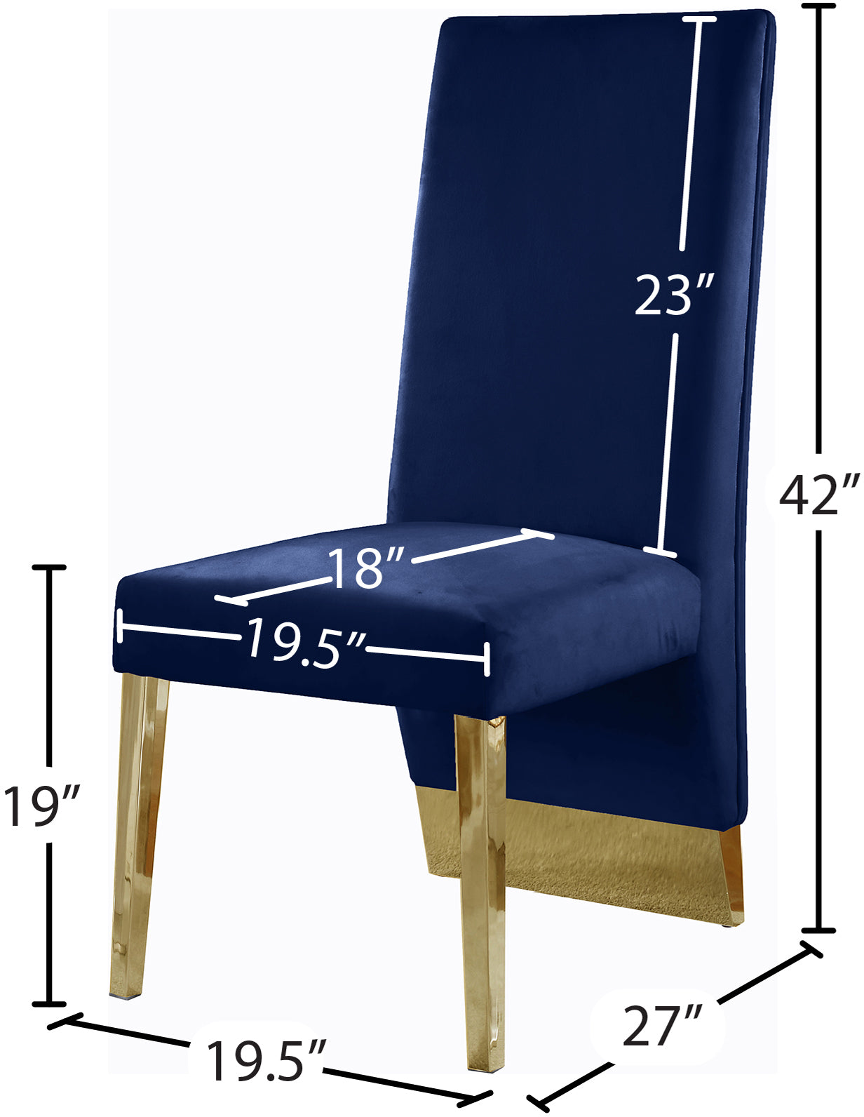 abigail navy velvet dining chair c