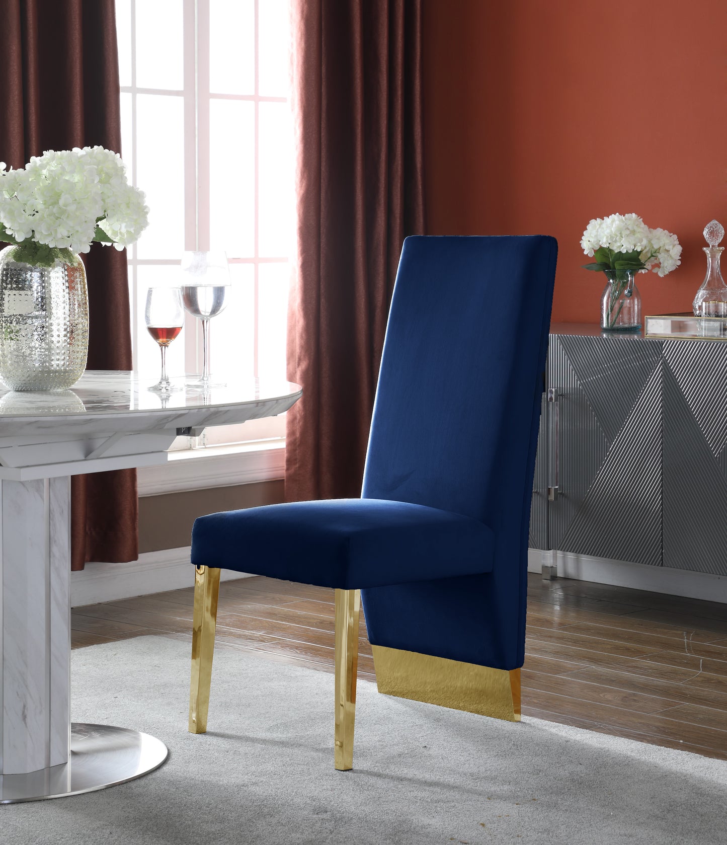 bloom navy velvet dining chair