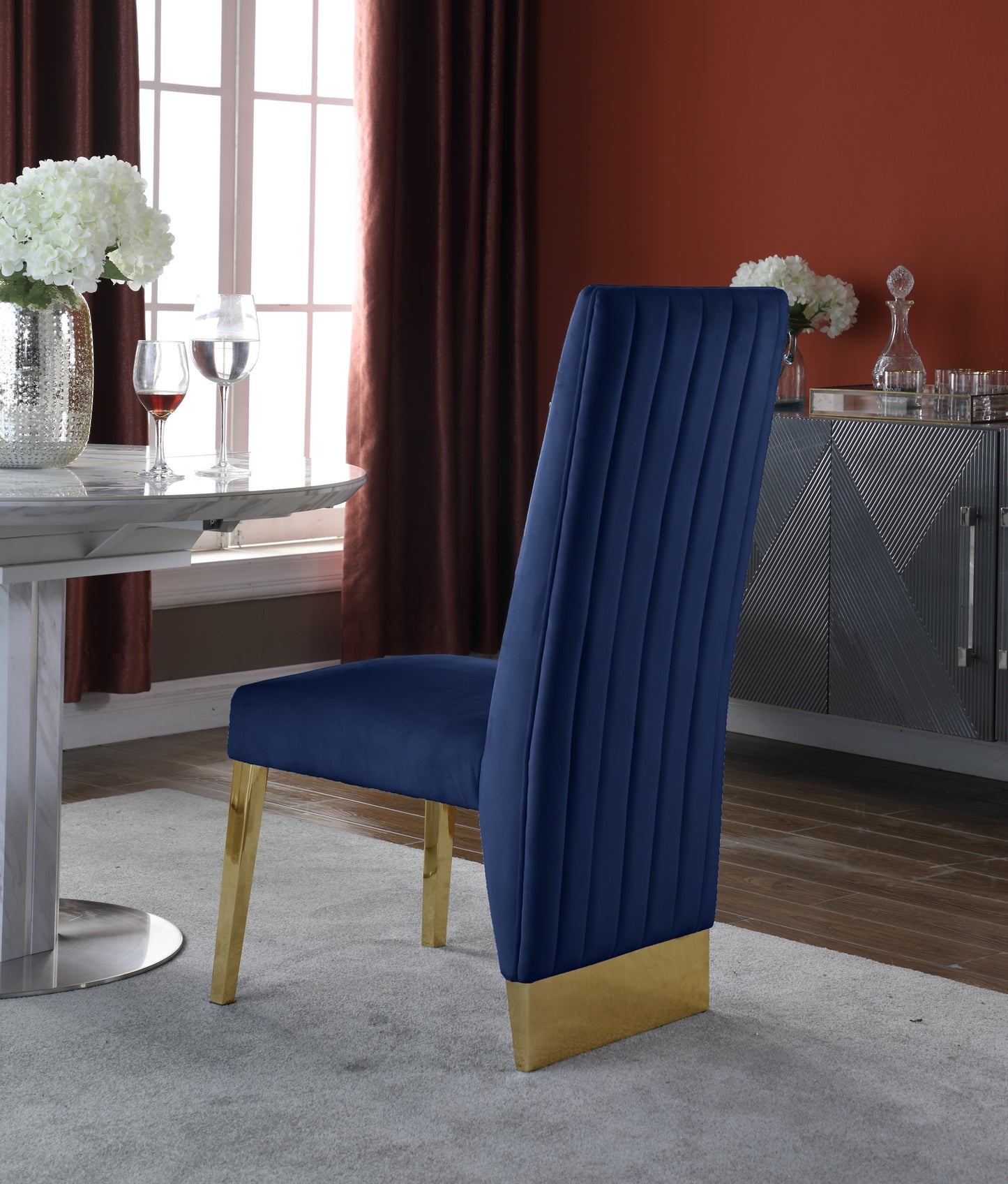 bloom navy velvet dining chair