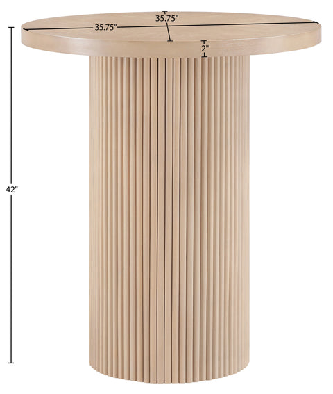 Willow 36" Natural Oak Veneer And Solid Wood Bar Height Table, 1 Piece