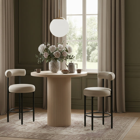 Willow 36" Natural Oak Veneer And Solid Wood Bar Height Table, 1 Piece