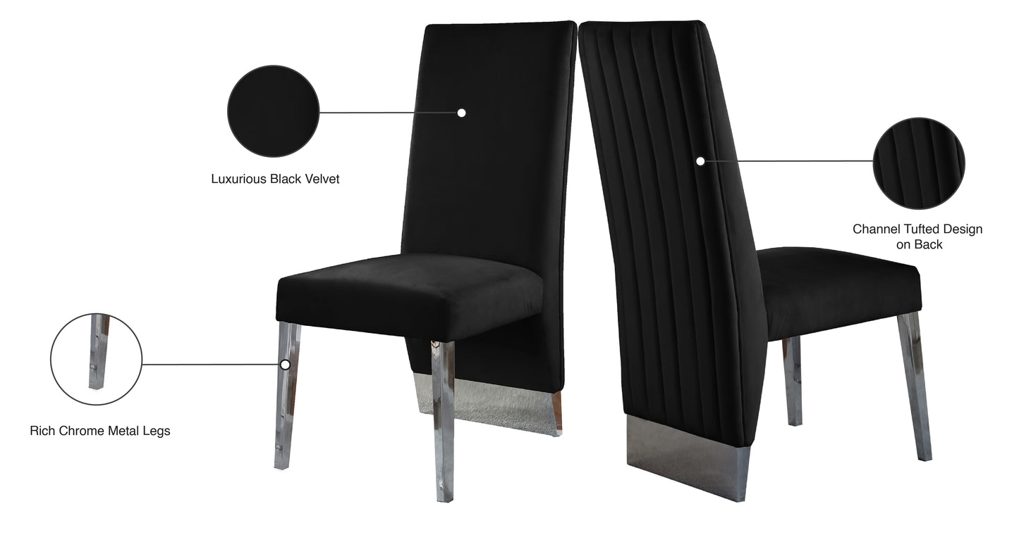 abigail black velvet dining chair c