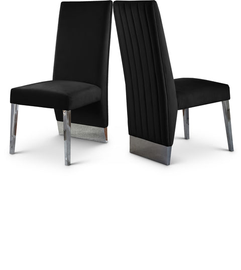 Kira Black Velvet Upholstered Dining Chair, 2-Piece (Style 2)