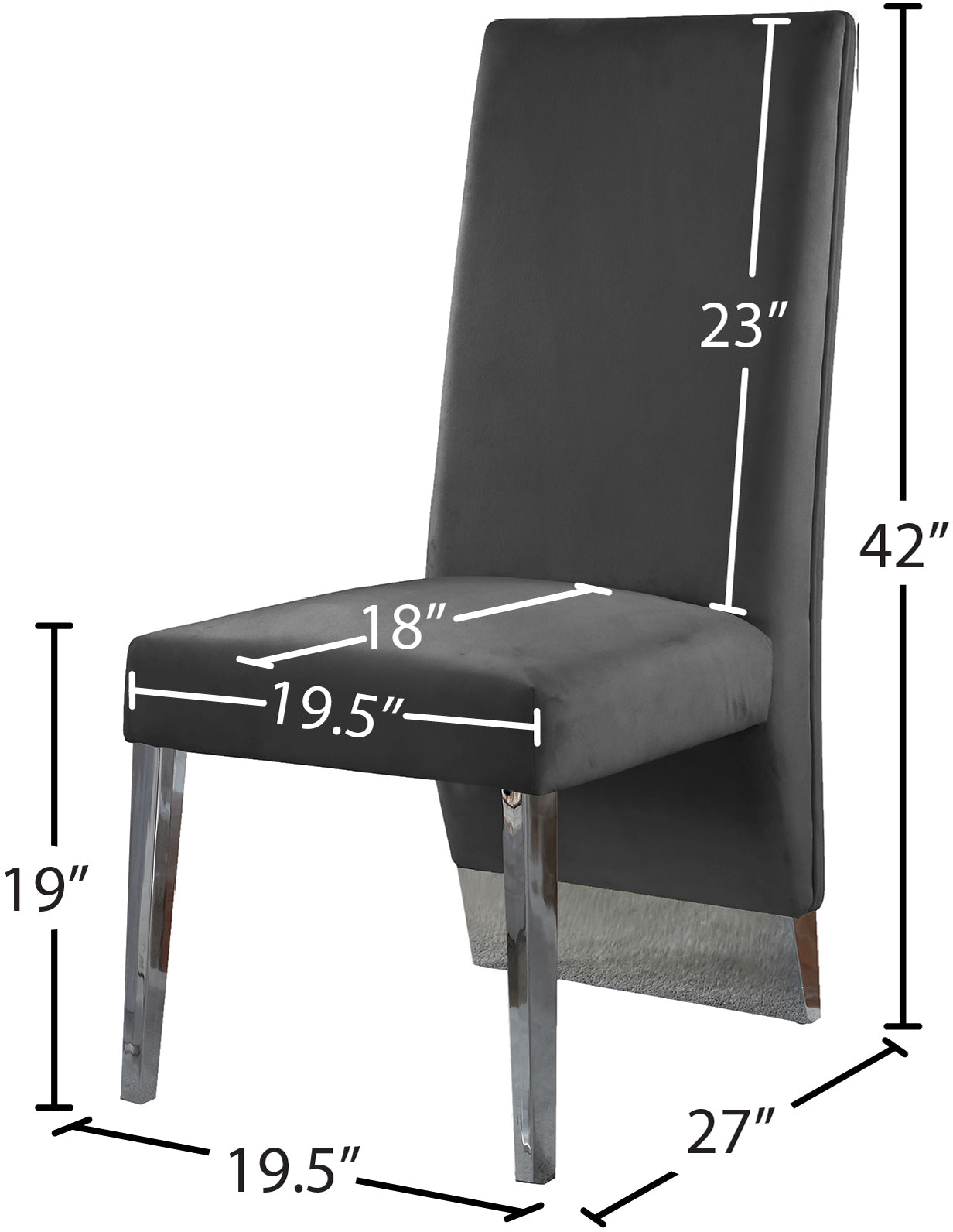 abigail grey velvet dining chair c