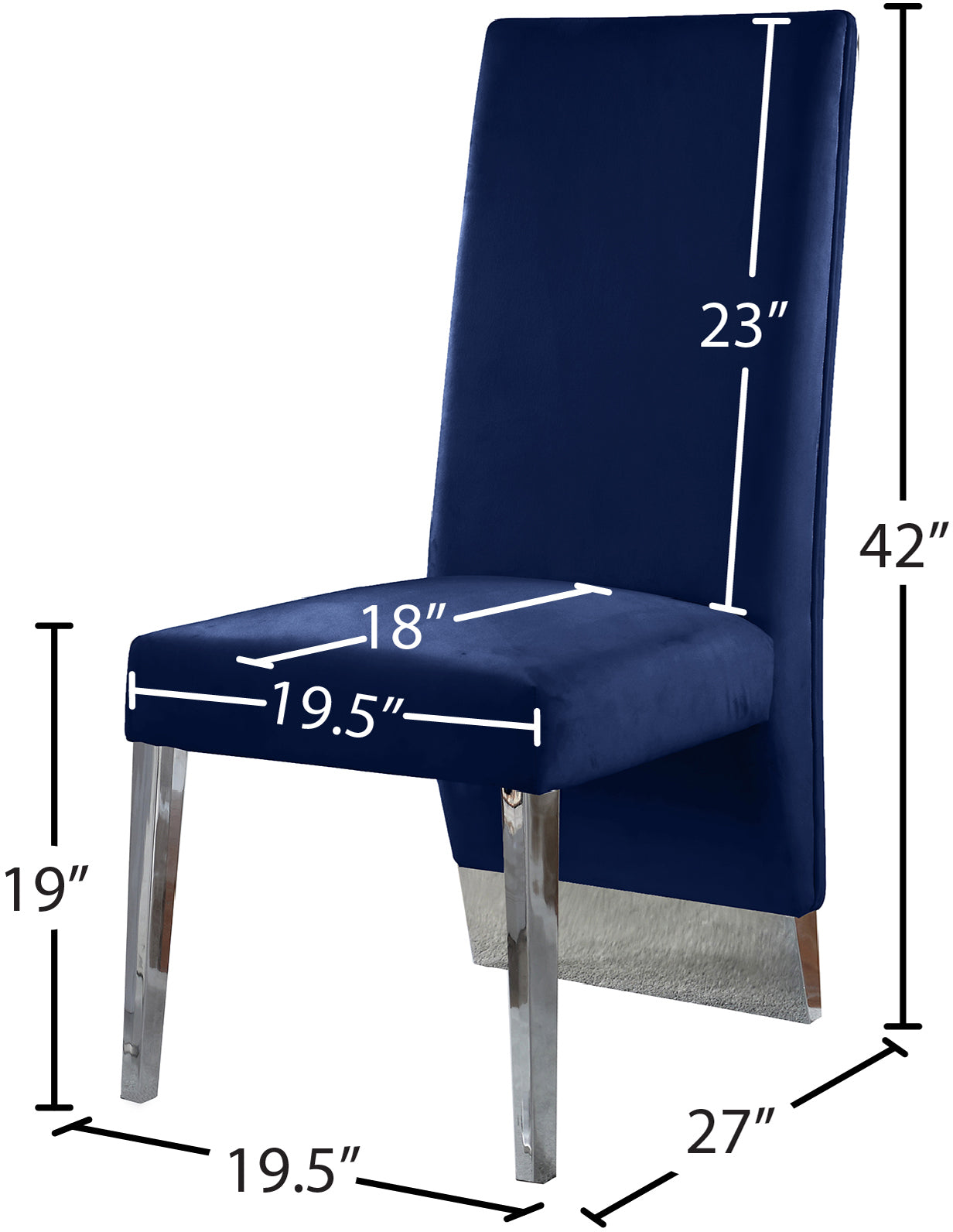 abigail navy velvet dining chair c