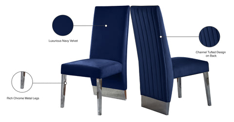 Abigail Navy Velvet Dining Chair C