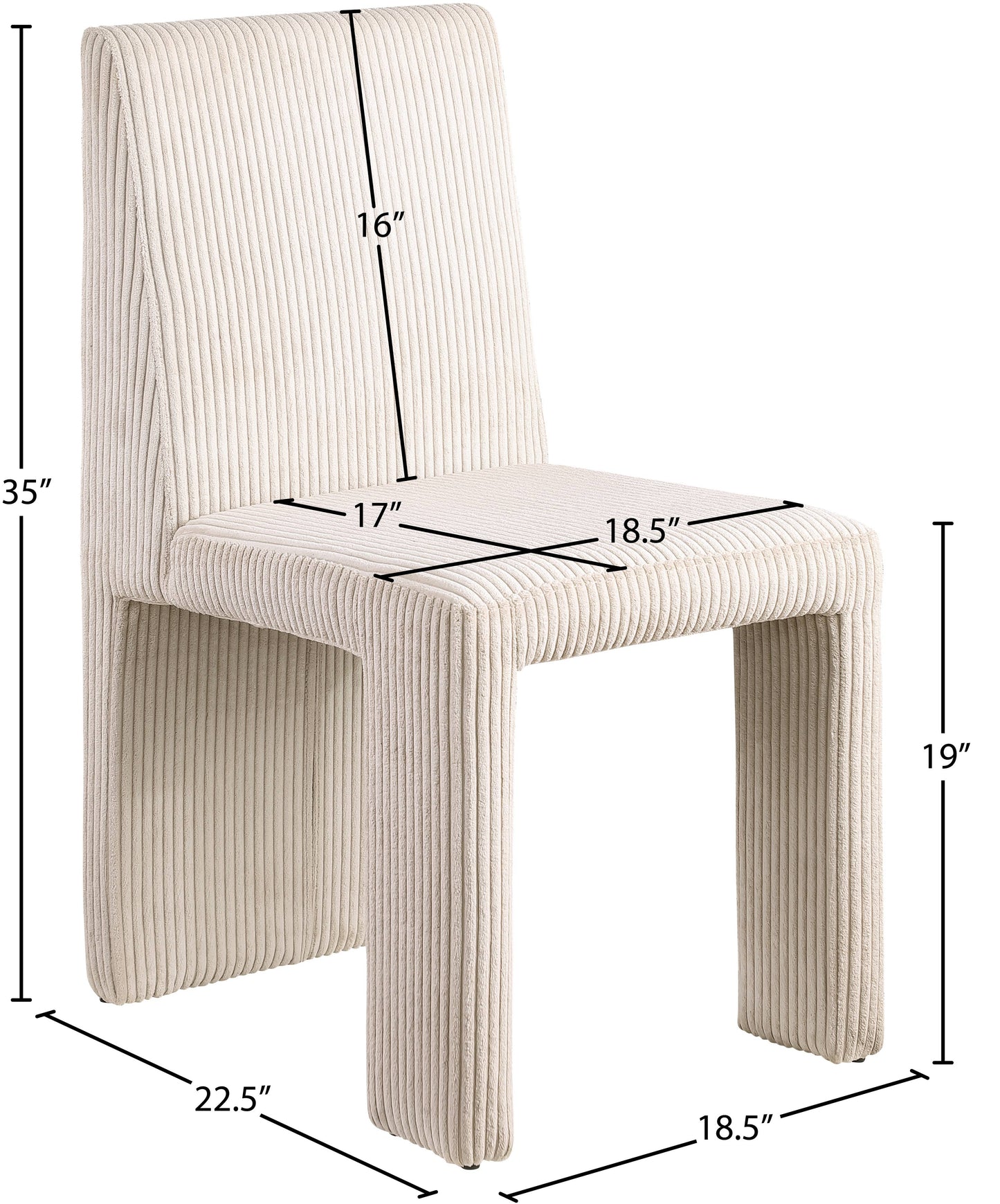 aubrey beige microsuede corduroy fabric dining chair