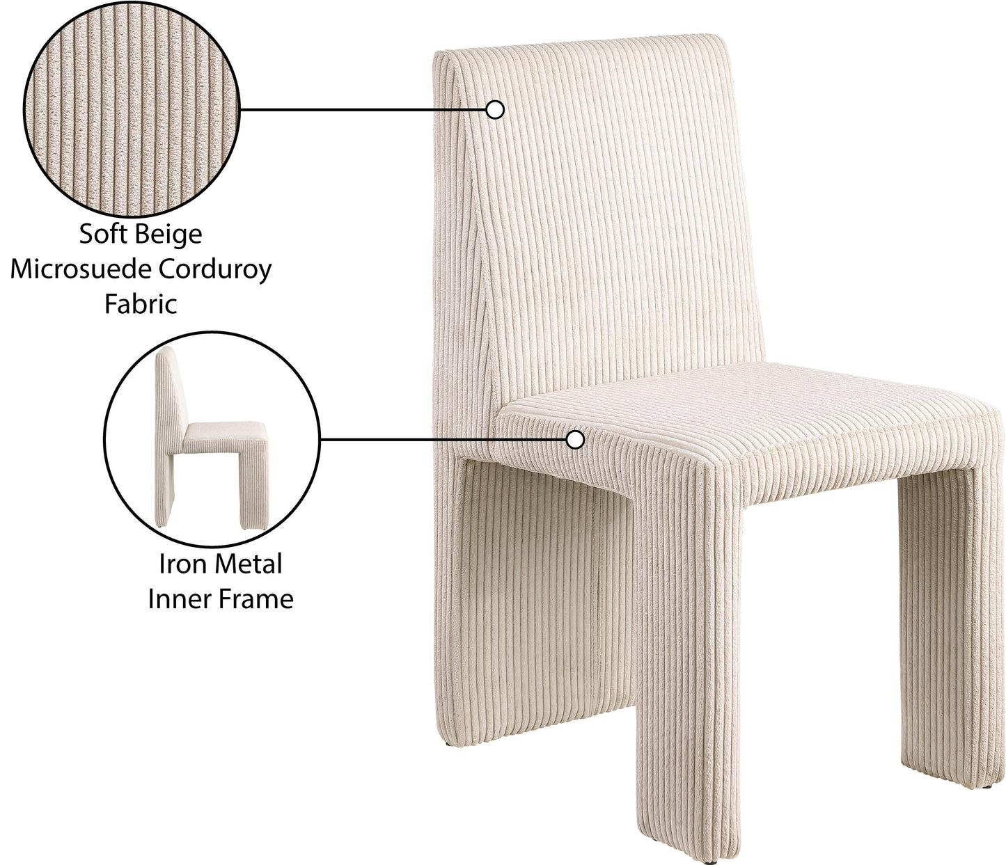 aubrey beige microsuede corduroy fabric dining chair