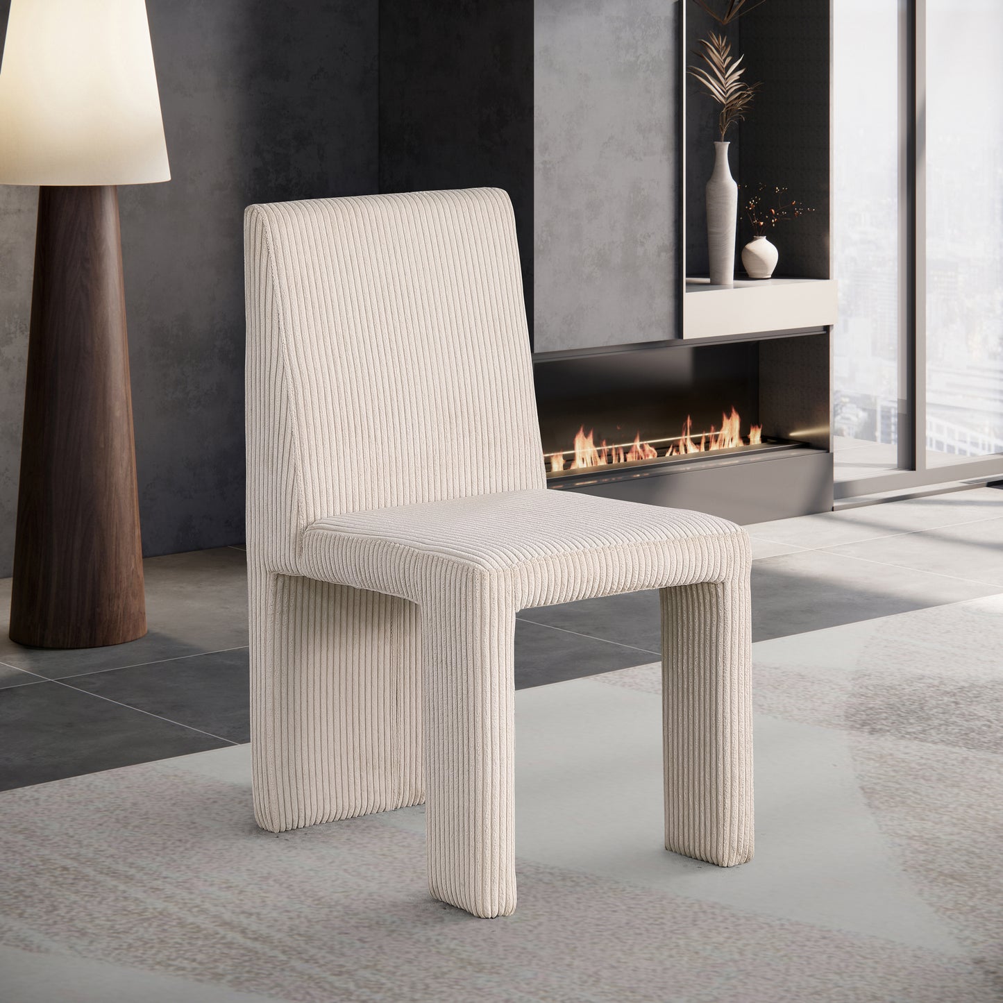 aubrey beige microsuede corduroy fabric dining chair