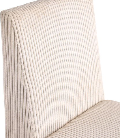 Aubrey Beige Microsuede Corduroy Fabric Dining Chair