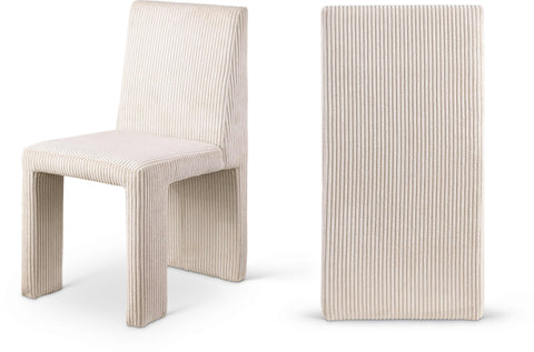 Olive Beige Corduroy Fabric Upholstered Dining Chair, 2-Piece