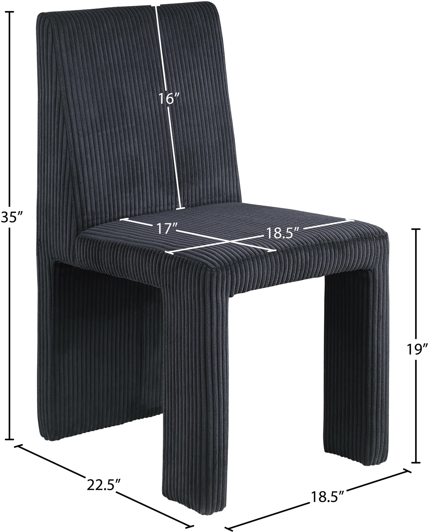 aubrey black microsuede corduroy fabric dining chair