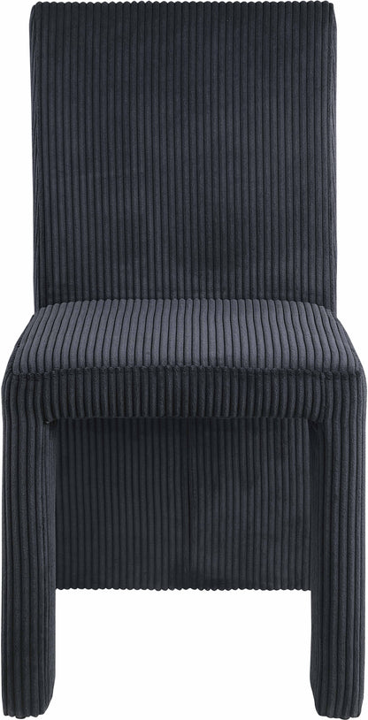 Aubrey Black Microsuede Corduroy Fabric Dining Chair