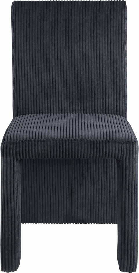 Aubrey Black Microsuede Corduroy Fabric Dining Chair