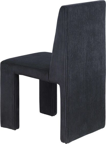 Aubrey Black Microsuede Corduroy Fabric Dining Chair