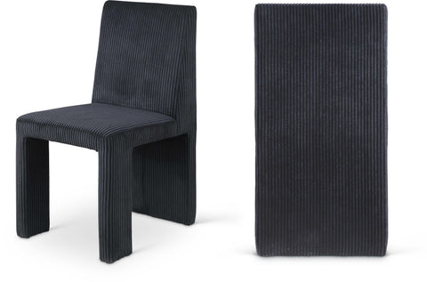 Olive Black Corduroy Fabric Upholstered Dining Chair, 2-Piece