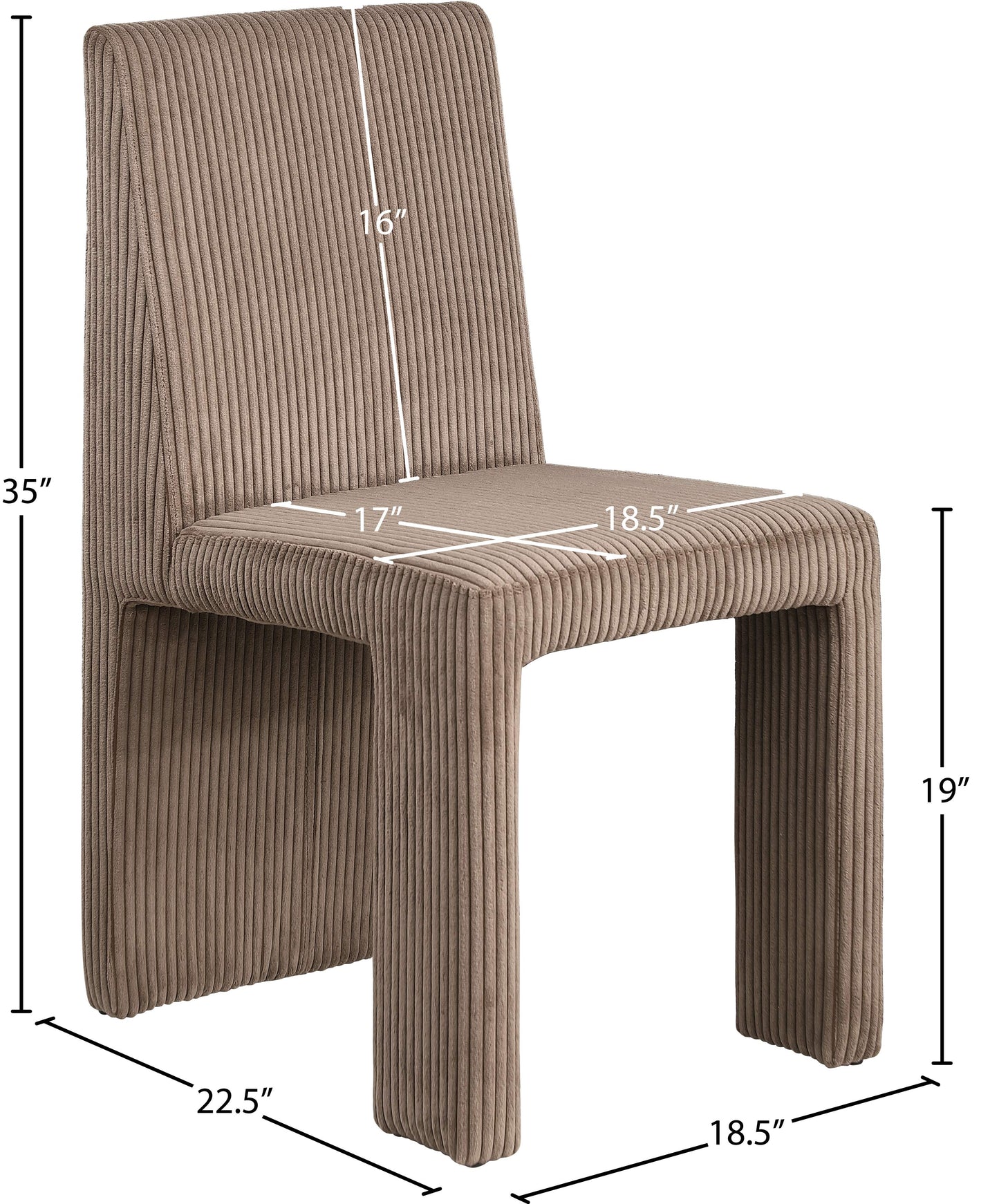 aubrey brown microsuede corduroy fabric dining chair