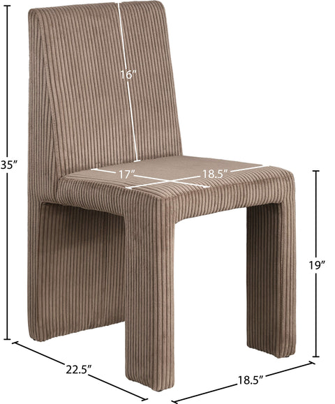 Aubrey Brown Microsuede Corduroy Fabric Dining Chair