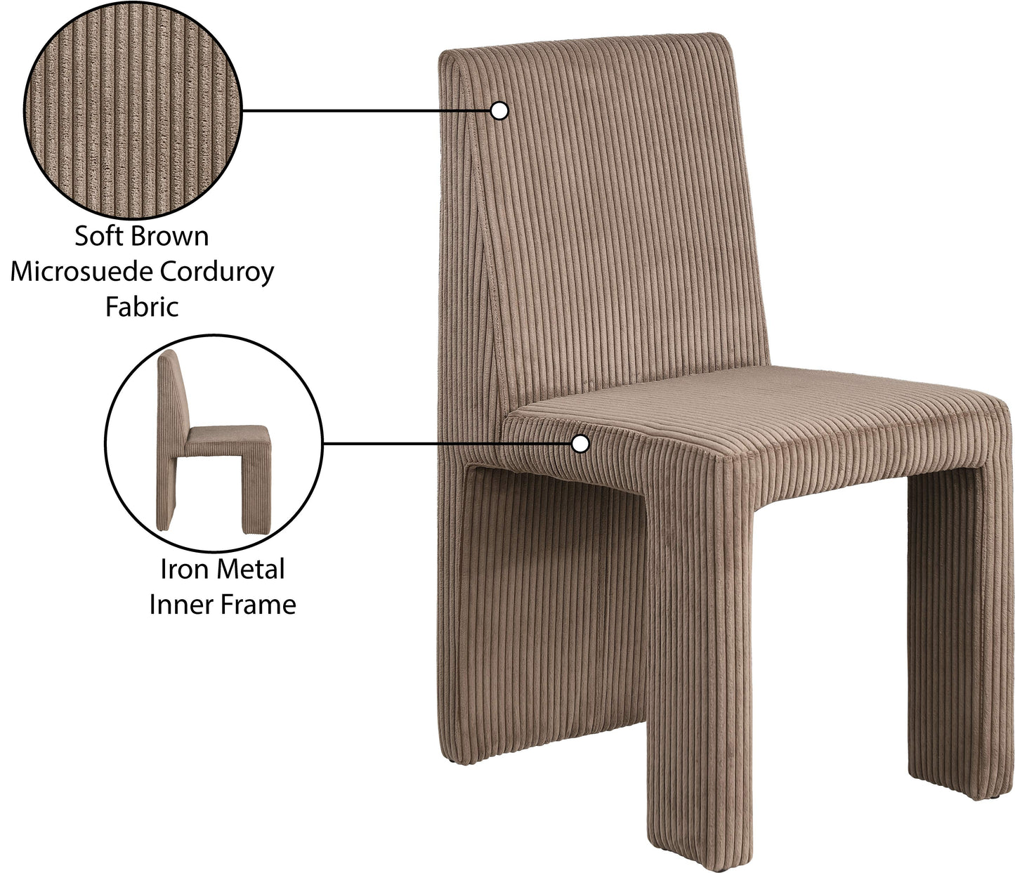 aubrey brown microsuede corduroy fabric dining chair