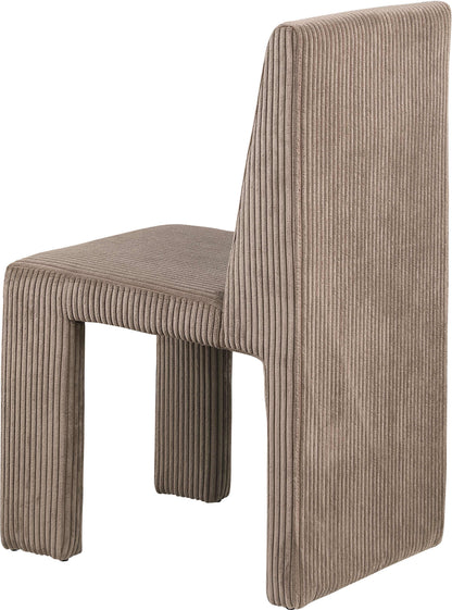 Aubrey Brown Microsuede Corduroy Fabric Dining Chair