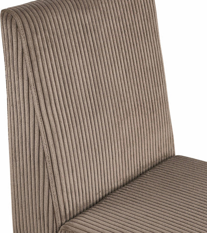 Aubrey Brown Microsuede Corduroy Fabric Dining Chair