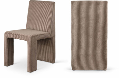 Olive Brown Corduroy Fabric Upholstered Dining Chair, 2-Piece