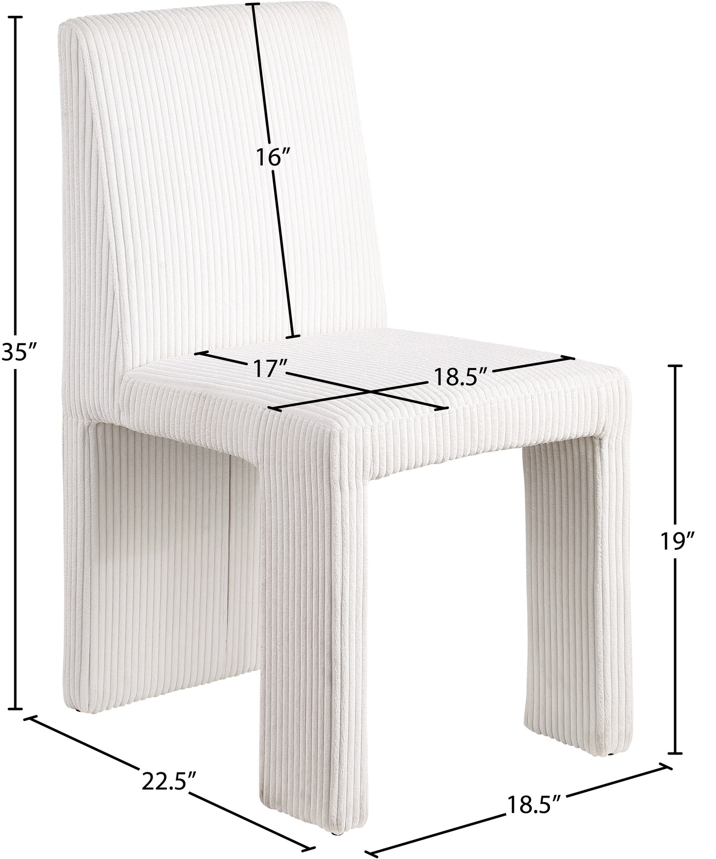 aubrey cream microsuede corduroy fabric dining chair