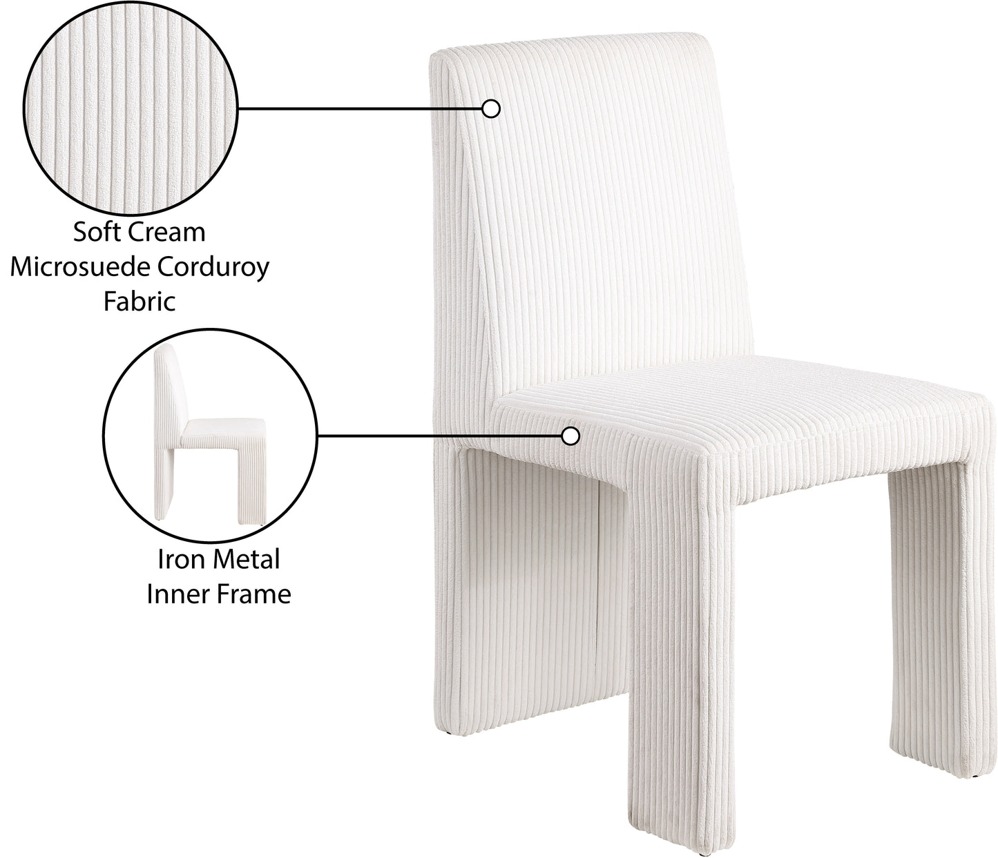 aubrey cream microsuede corduroy fabric dining chair