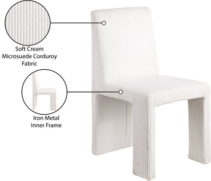 Aubrey Cream Microsuede Corduroy Fabric Dining Chair