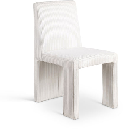 Aubrey Cream Microsuede Corduroy Fabric Dining Chair