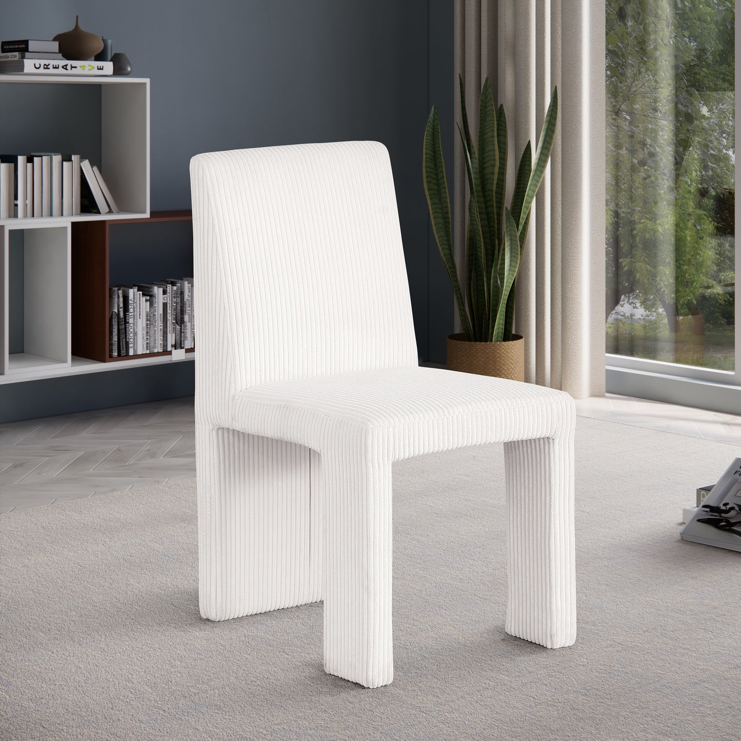 aubrey cream microsuede corduroy fabric dining chair