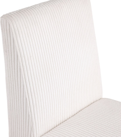 Aubrey Cream Microsuede Corduroy Fabric Dining Chair