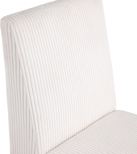 Aubrey Cream Microsuede Corduroy Fabric Dining Chair
