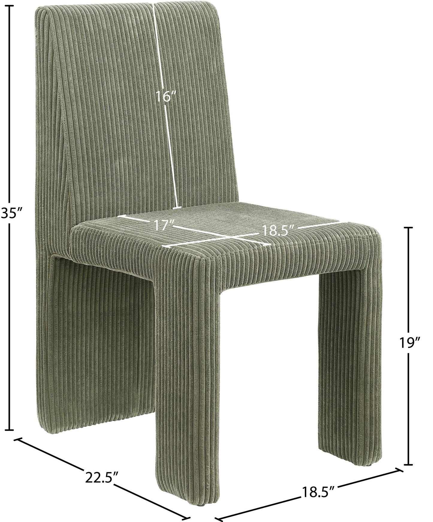 aubrey green microsuede corduroy fabric dining chair