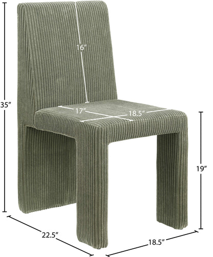 Aubrey Green Microsuede Corduroy Fabric Dining Chair