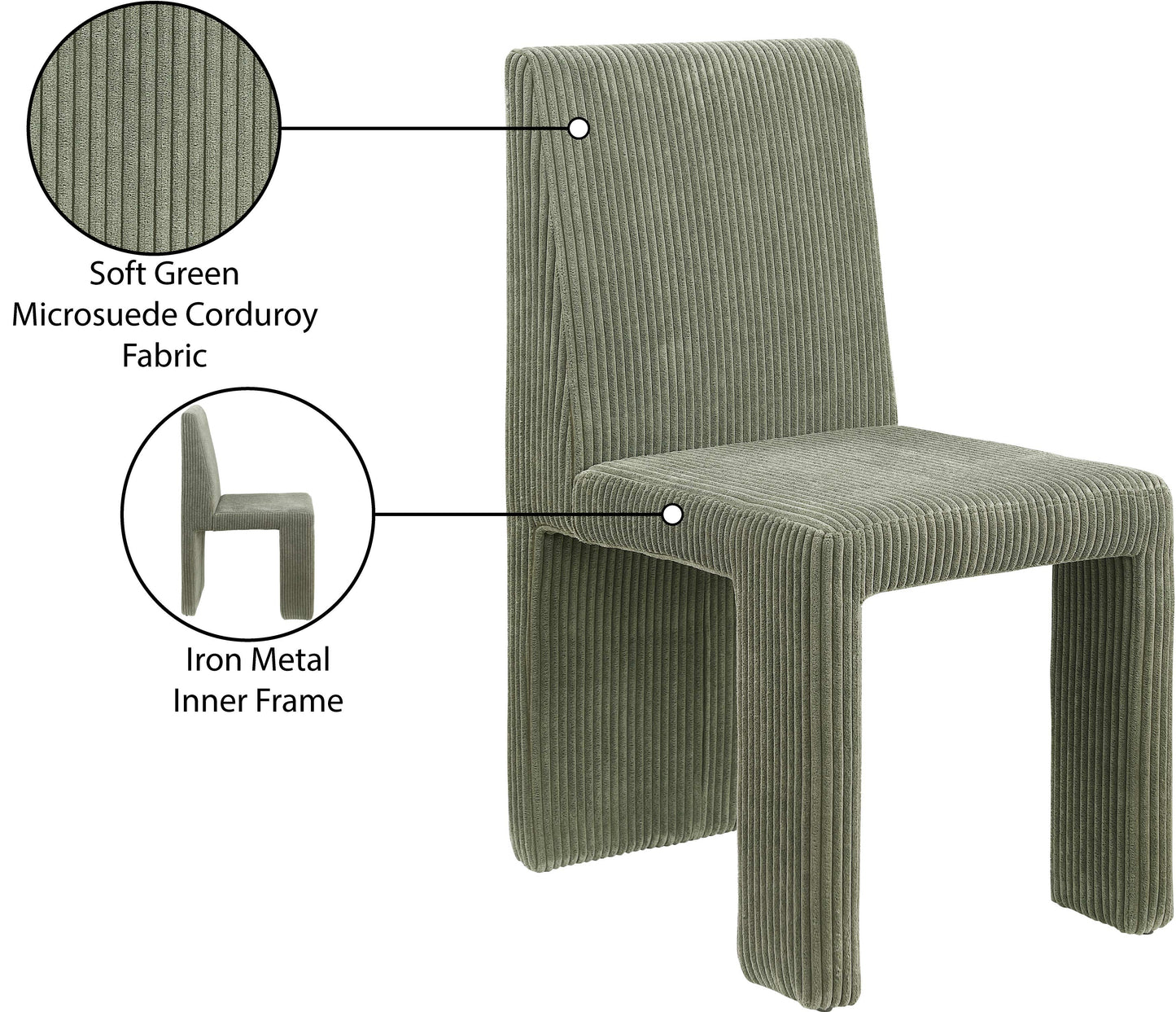 aubrey green microsuede corduroy fabric dining chair