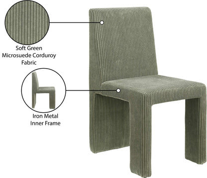 Aubrey Green Microsuede Corduroy Fabric Dining Chair