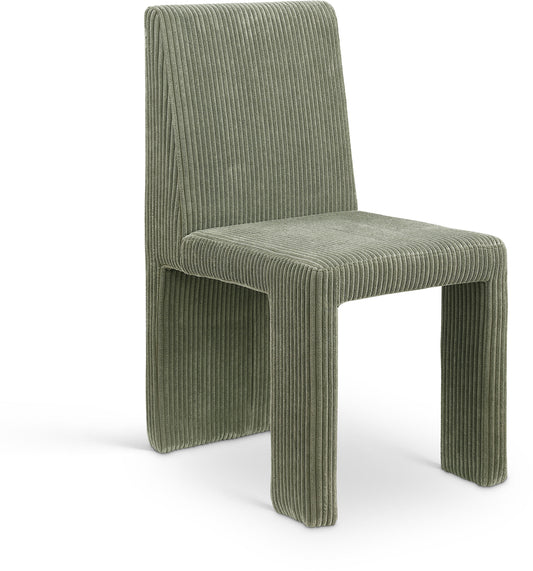 Aubrey Green Microsuede Corduroy Fabric Dining Chair