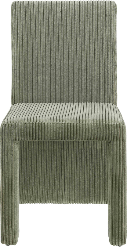 Aubrey Green Microsuede Corduroy Fabric Dining Chair