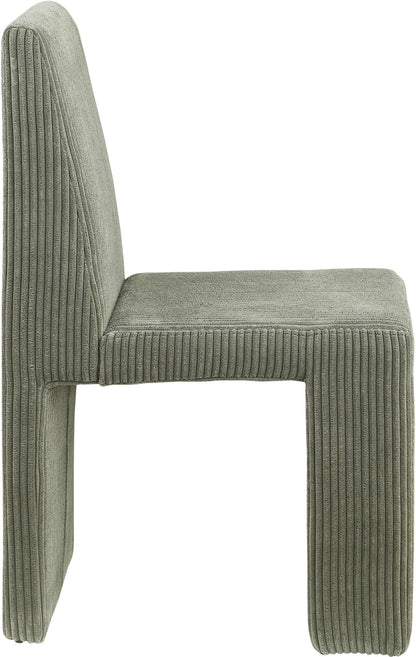 Aubrey Green Microsuede Corduroy Fabric Dining Chair