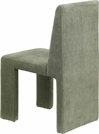 Aubrey Green Microsuede Corduroy Fabric Dining Chair